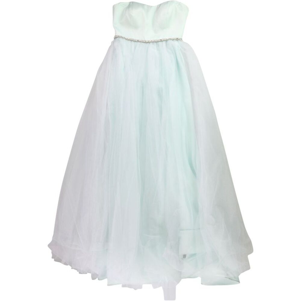 Say Yes to the Prom Womens Tulle Strapless Prom Dress Gown Dress, Green, 4, DM